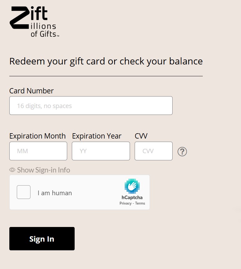 Zillions gift cards balance check